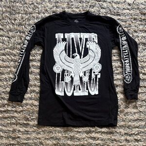 Black Graphic Long Sleeve Top